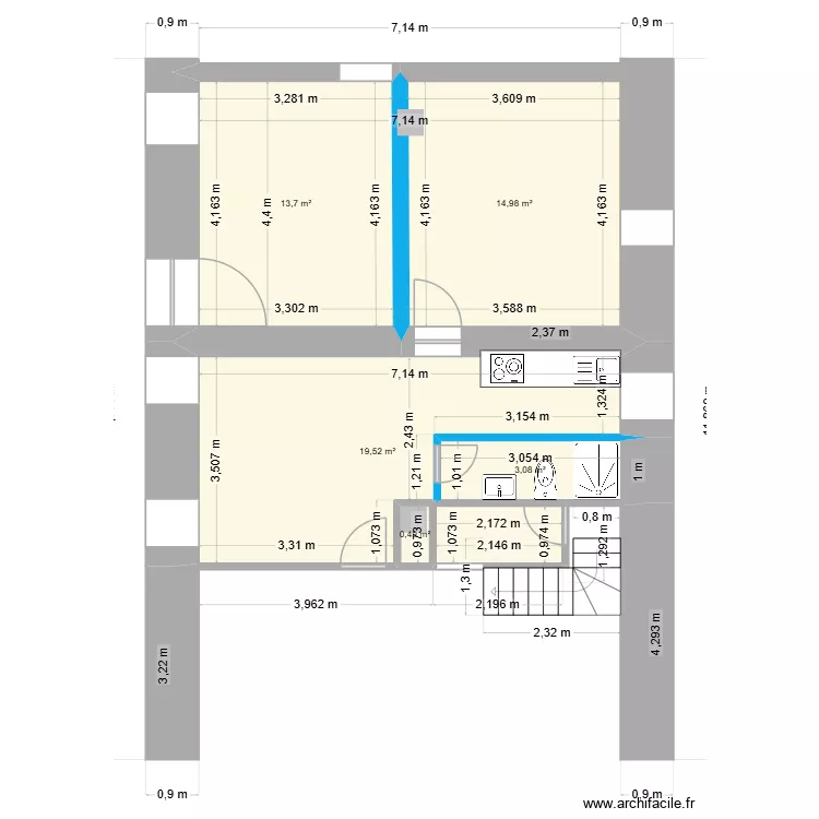 SAVE POINCARER RDC EXSISTANT PROJET 01. Plan de 5  et 52 m²