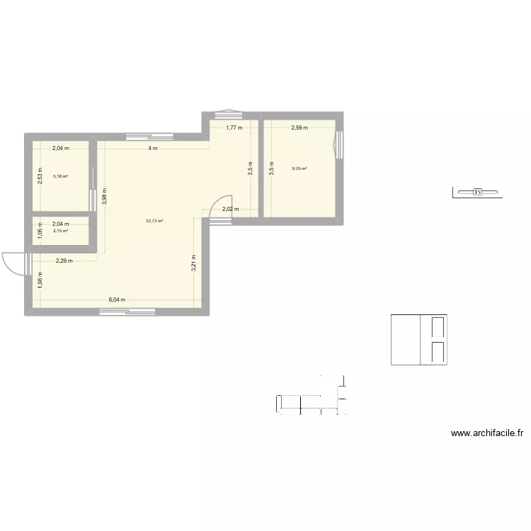 MAISON appart. Plan de 5  et 73 m²