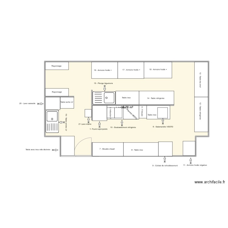 TETE HAUTE. Plan de 1 pièce et 39 m2