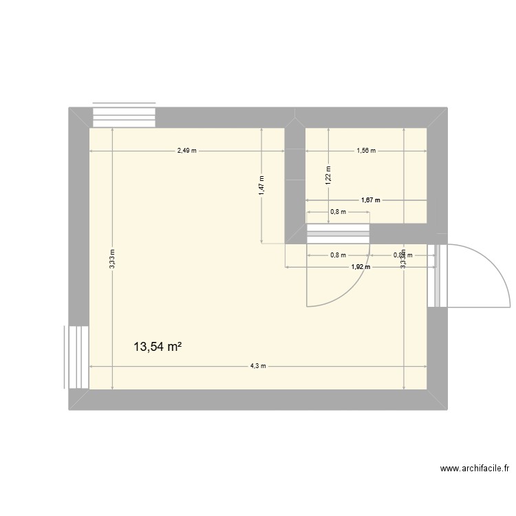 O'Saloon. Plan de 1 pièce et 14 m2