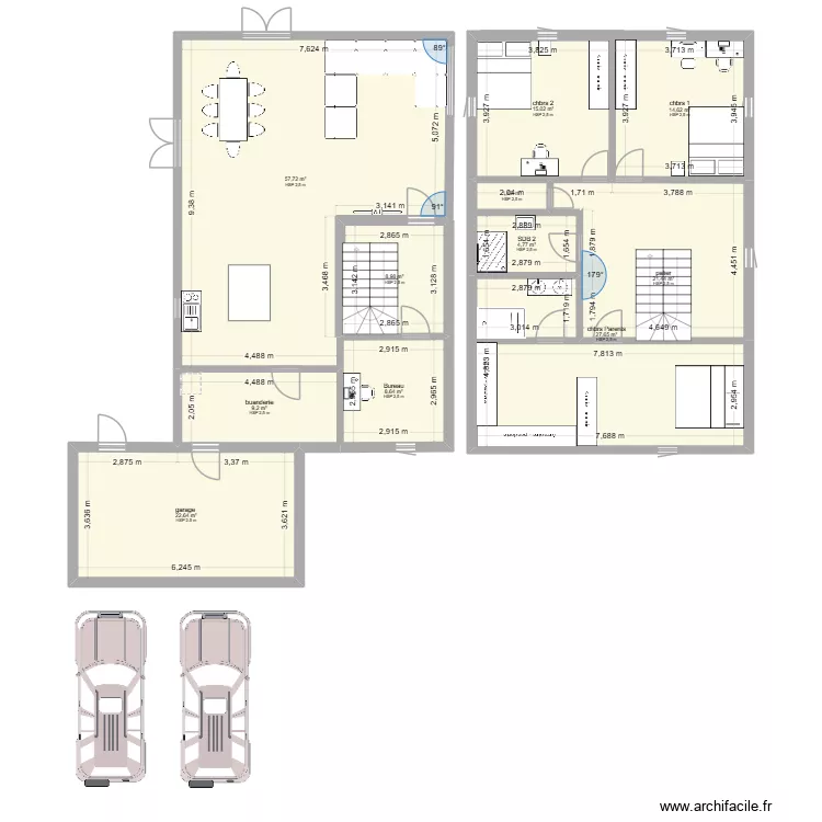 ccc. Plan de 11  et 192 m²