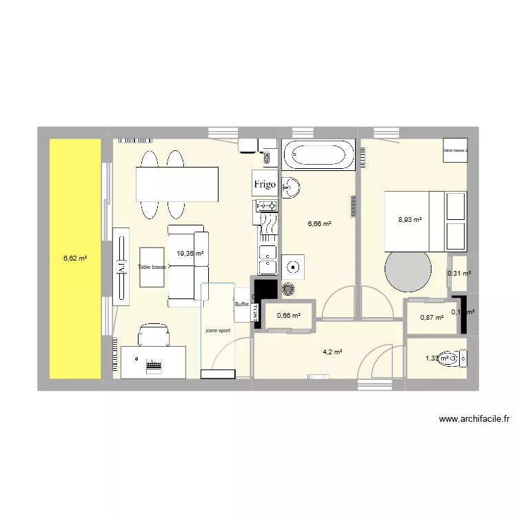 appartement 3. Plan de 11  et 49 m²