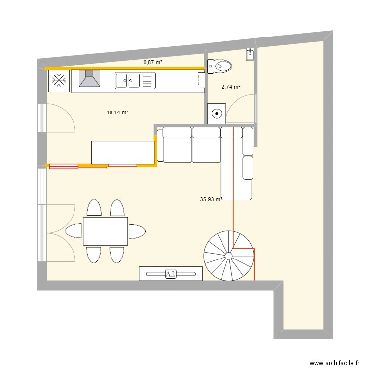 ANDREU rev 1. Plan de 4 pièces et 50 m2