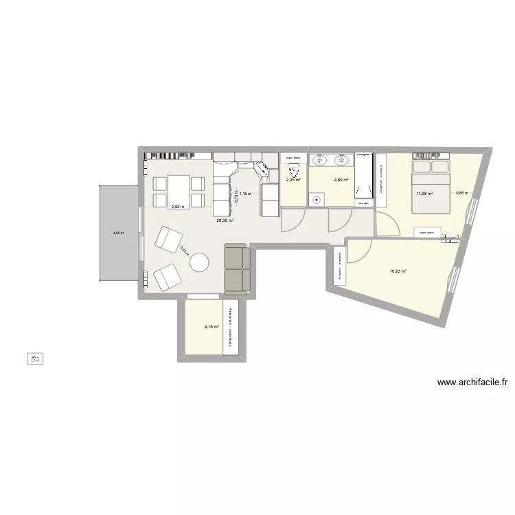 Nogent 2 bis. Plan de 6 Pièces et 61 m²