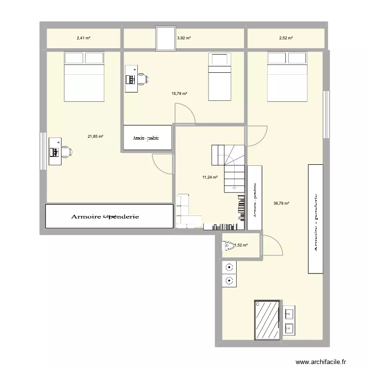 ETAGE GOZEE. Plan de 9 pièces et 101 m²