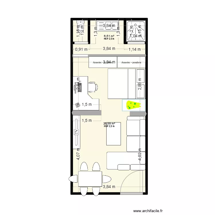 CAVERNE. Plan de 2  et 33 m²