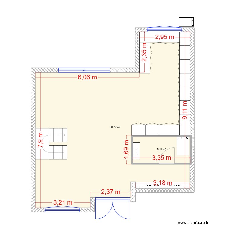 orhan. Plan de 2 pièces et 78 m2