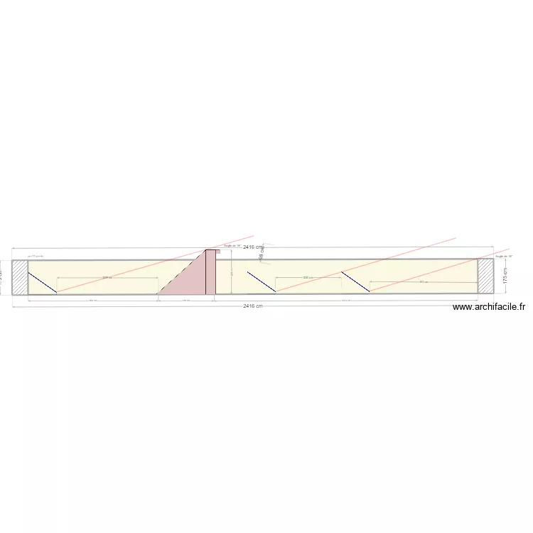 Coupe Fort Saint-Marine PV 15&deg; HT=0.00 m. Plan de 