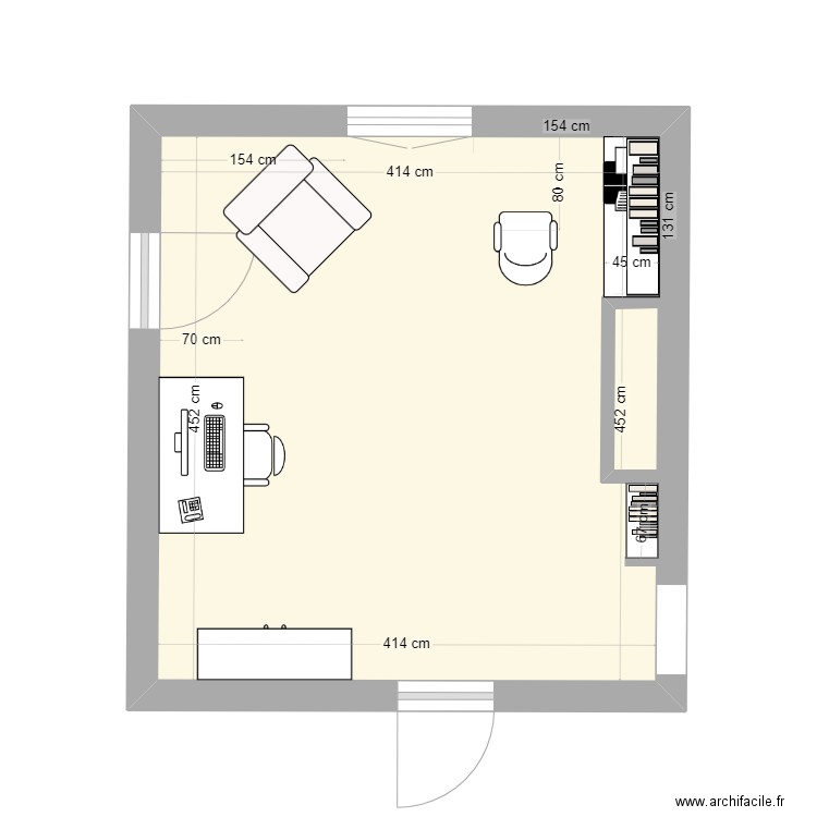 bureau maison 7. Plan de 1 pièce et 19 m2