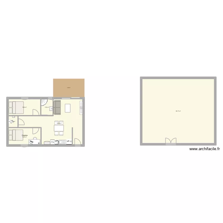 2 Chambres. Plan de 6 Pièces et 137 m² 2 Chambres. Plan de 6 Pièces et 137 m²