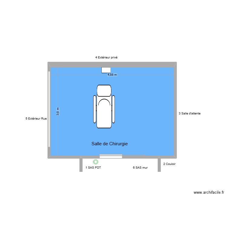 31721 Salle de Chirurgie. Plan de 1 pièce et 17 m2