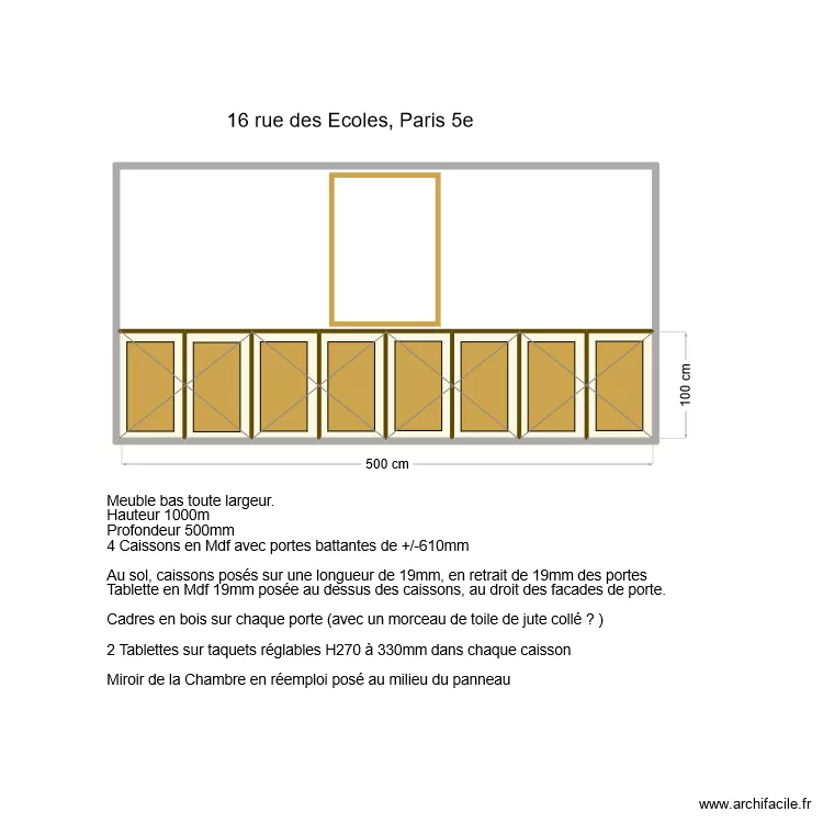 Meuble bas Salle &agrave; manger. Plan de 