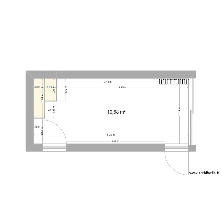 cuisine. Plan de 3 pièces et 11 m2