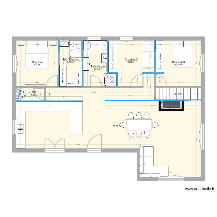 Plan maison Beauséjour 3. Plan de 8 pièces et 104 m2