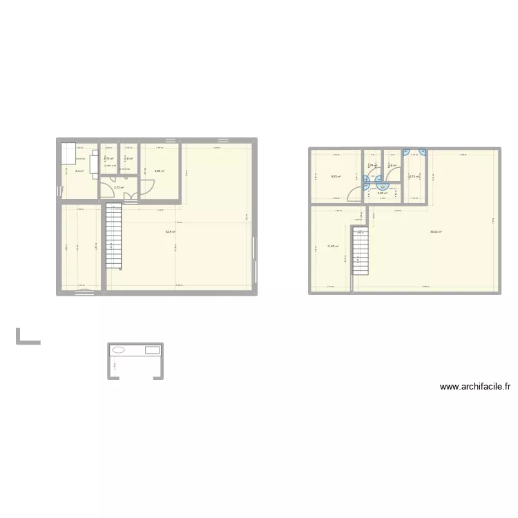 SAINTE BLANDINE RDC MODIFICATIONS V1. Plan de 31  et 329 m²
