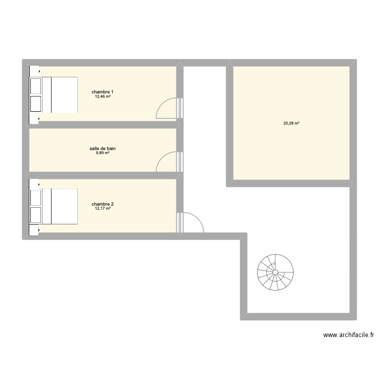 323. Plan de 4 pièces et 55 m2
