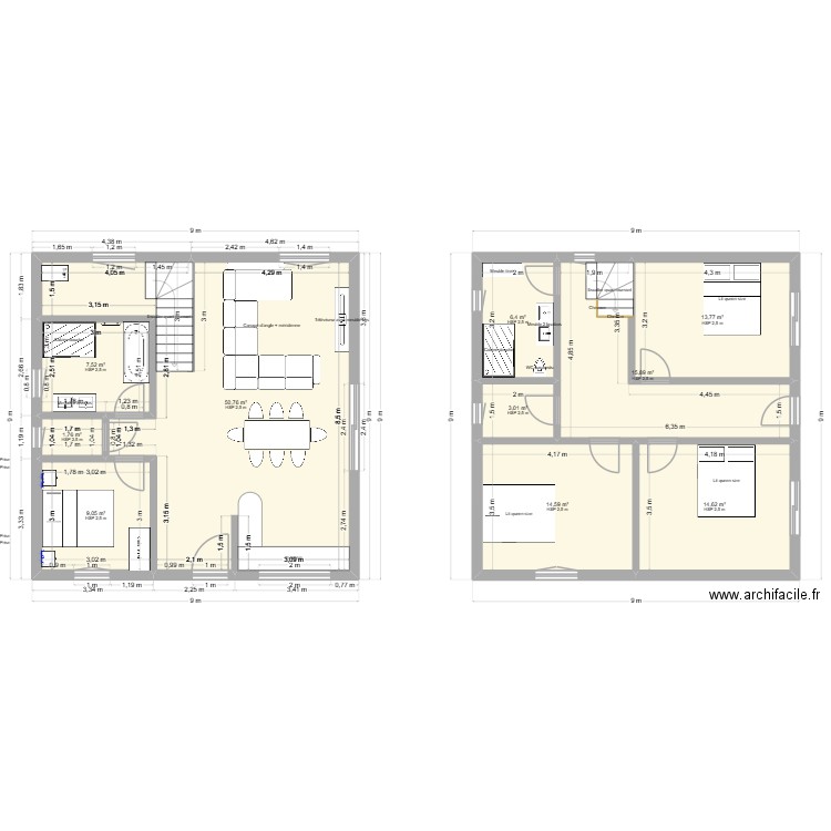 PROJET. Plan de 10 pièces et 137 m2
