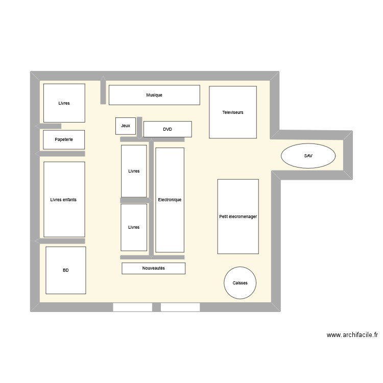 FNAC. Plan de 1 pièce et 44 m2