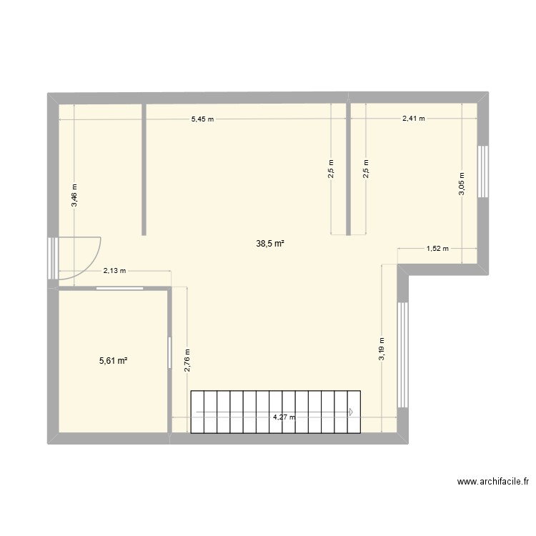 Appartement. Plan de 2 pièces et 44 m2
