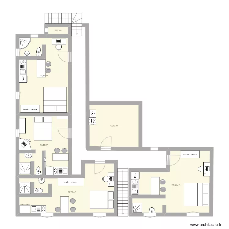ETAGE PROJECTION 4 LOGEMENTS. Plan de 