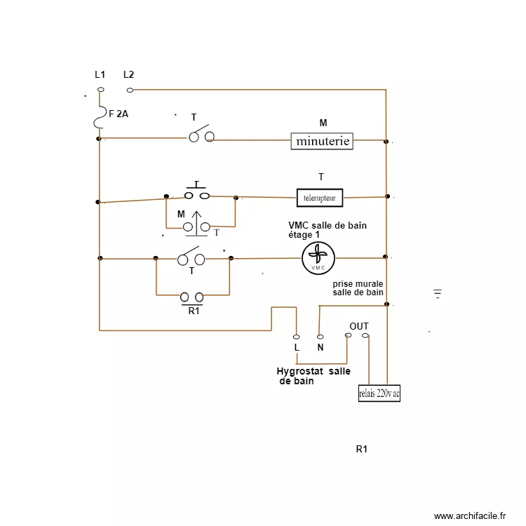 commande ventilation salle de bain. Plan de commande ventilation salle de bain. Plan de