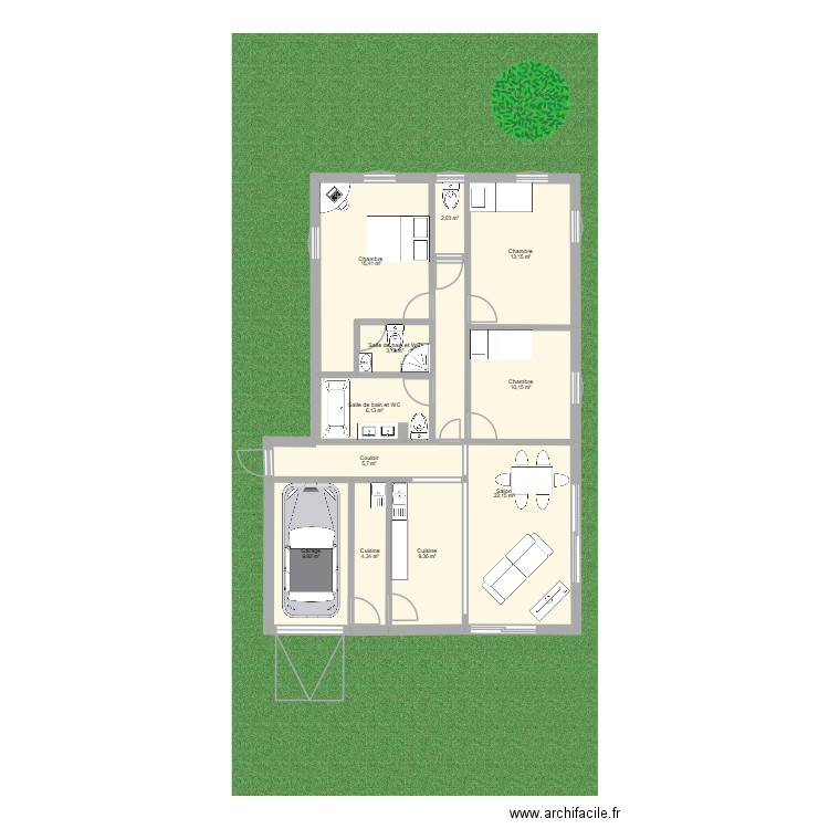 plan mise en commun. Plan de 11 pièces et 101 m2