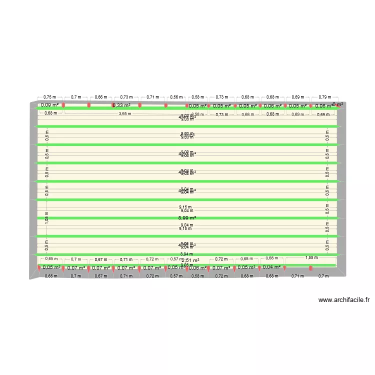 plafond salon. Plan de 27  et 40 m²