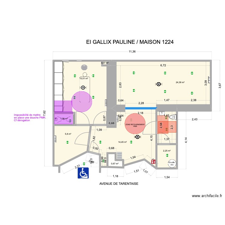 1224. Plan de 8 pièces et 64 m2