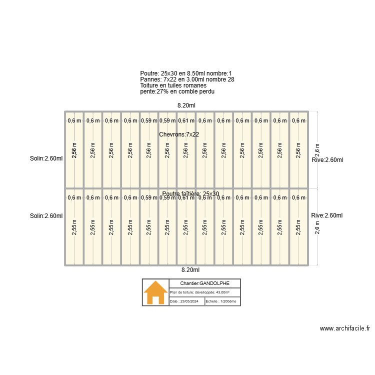 Plan GANDOLPHE. Plan de 26 pièces et 40 m2