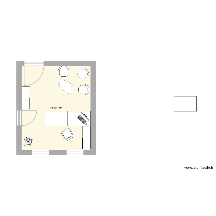 tentigny. Plan de 1 pièce et 16 m2