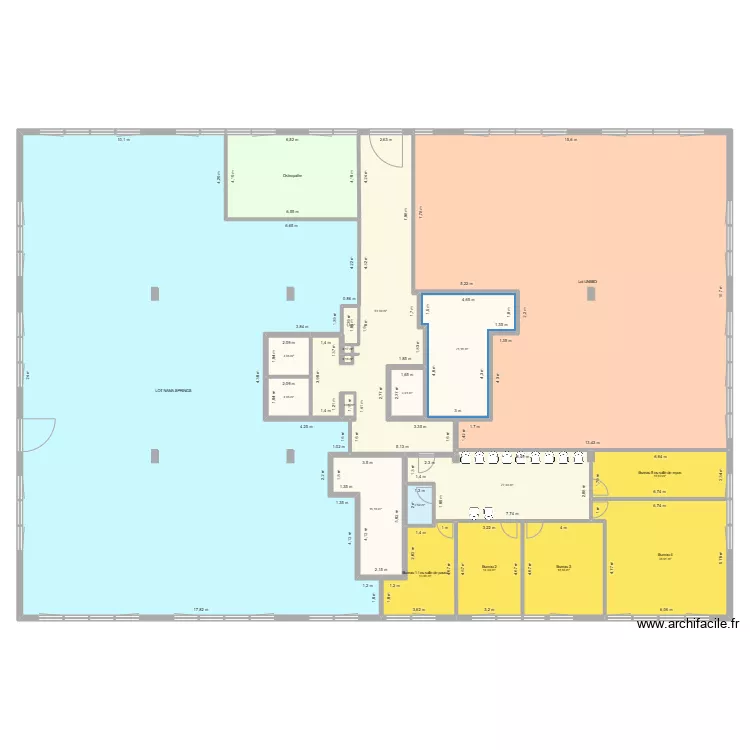 R2 Roussillon - vacant 150 m2 5 bureaux. Plan de 