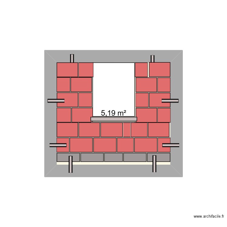 mur garage. Plan de 1 pièce et 5 m2