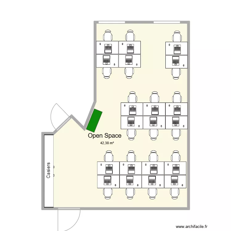 TERAPOLIS OPEN SPACE. Plan de 1  et 42 m²