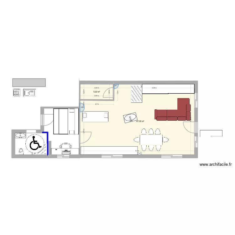 Benaguasil1. Plan de 2  et 51 m²