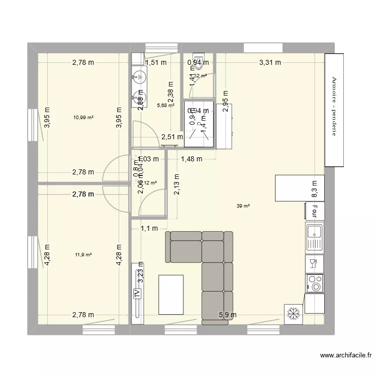 PLAN 2. Plan de 6 Pièces et 71 m² PLAN 2. Plan de 6 Pièces et 71 m²