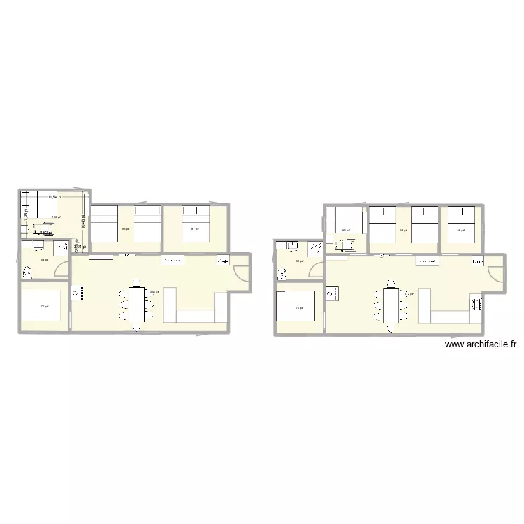 chalet. Plan de 12  et 137 m²
