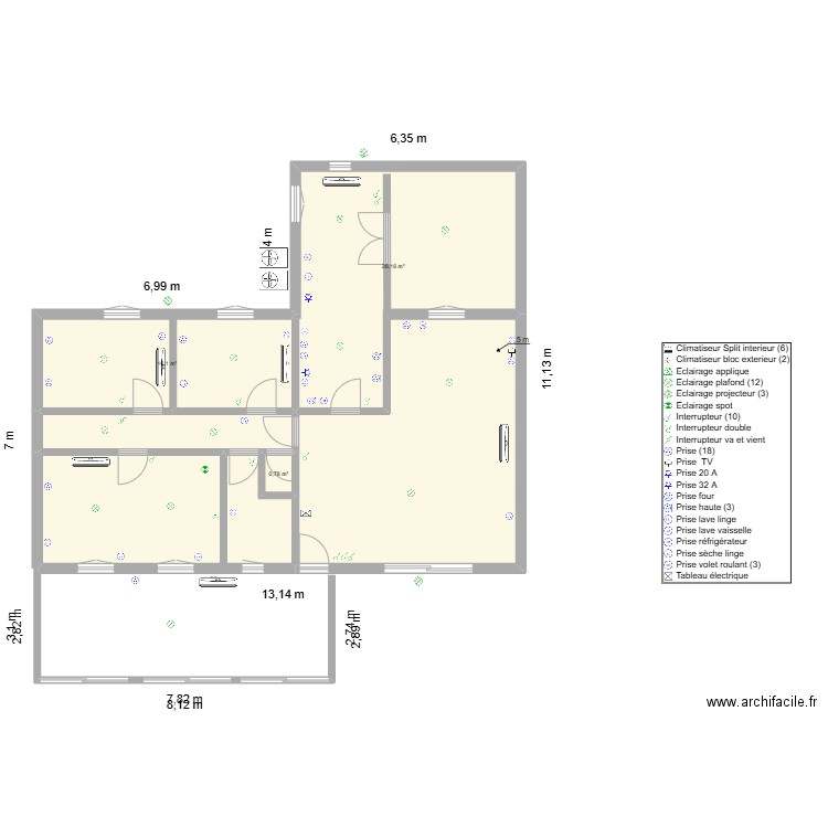 saint lyé. Plan de 6 pièces et 103 m2
