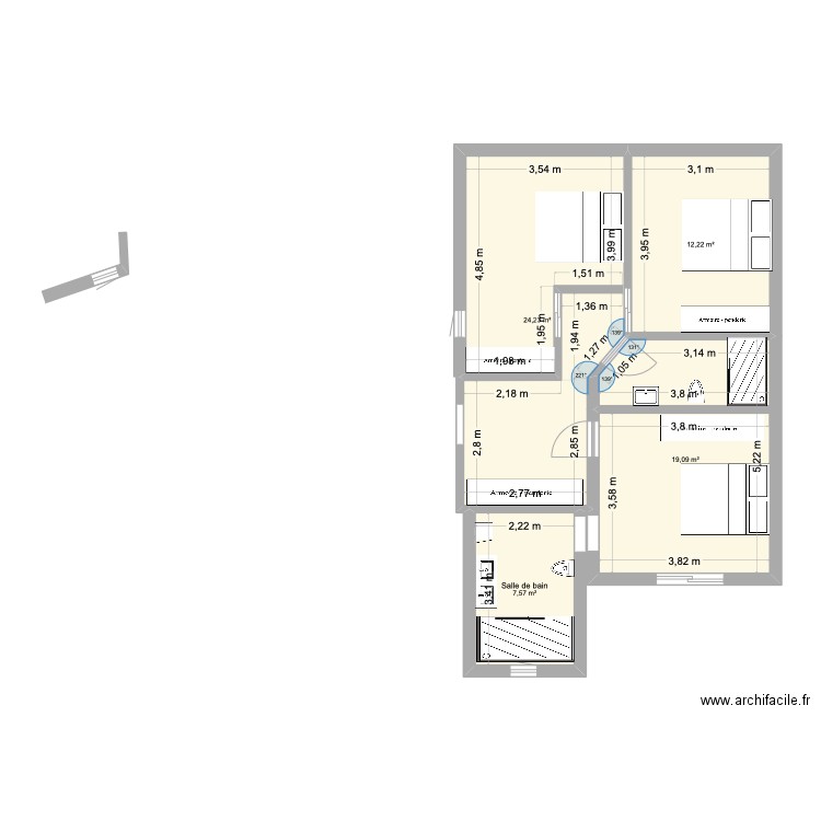MADDALENA BIS. Plan de 4 pièces et 63 m2