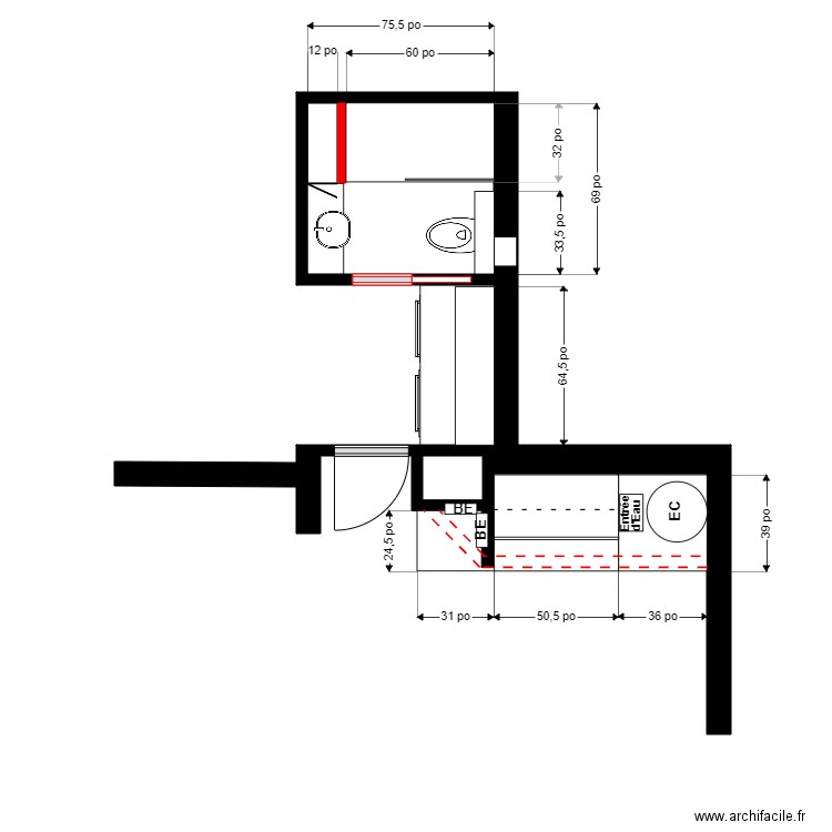 St-Pierre. Plan de 1 pièce et 3 m2