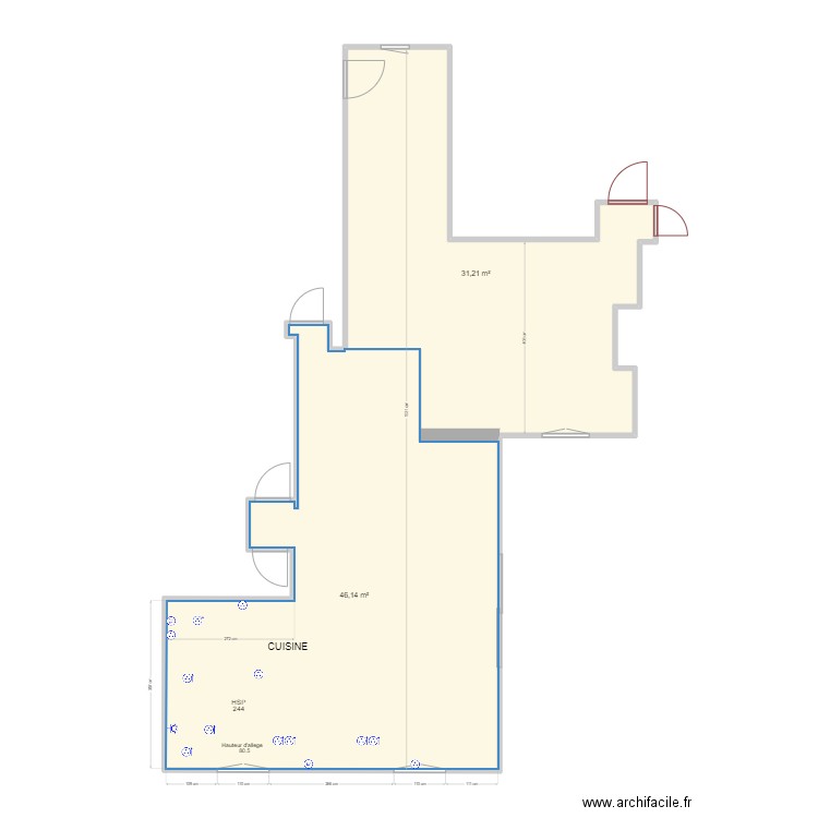 piece de vie Villevieux cuisine. Plan de 0 pièce et 0 m2