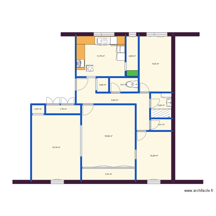 APPARTEMENT JOHANNA. Plan de 14 pièces et 97 m2