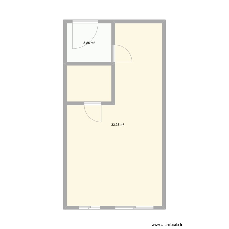Rdc. Plan de 2 pièces et 37 m2