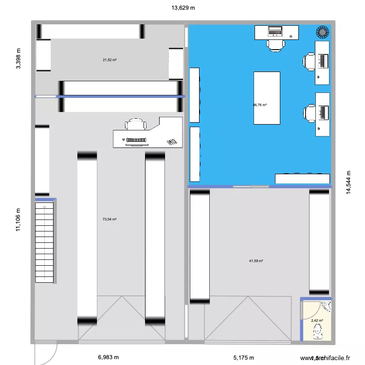 SAGGA RDC. Plan de 5  et 186 m²