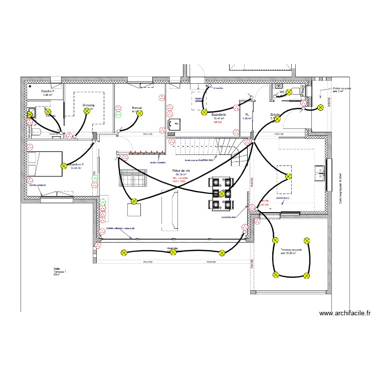 Plan Elec rdc THEVENIN. Plan de 0 pièce et 0 m2