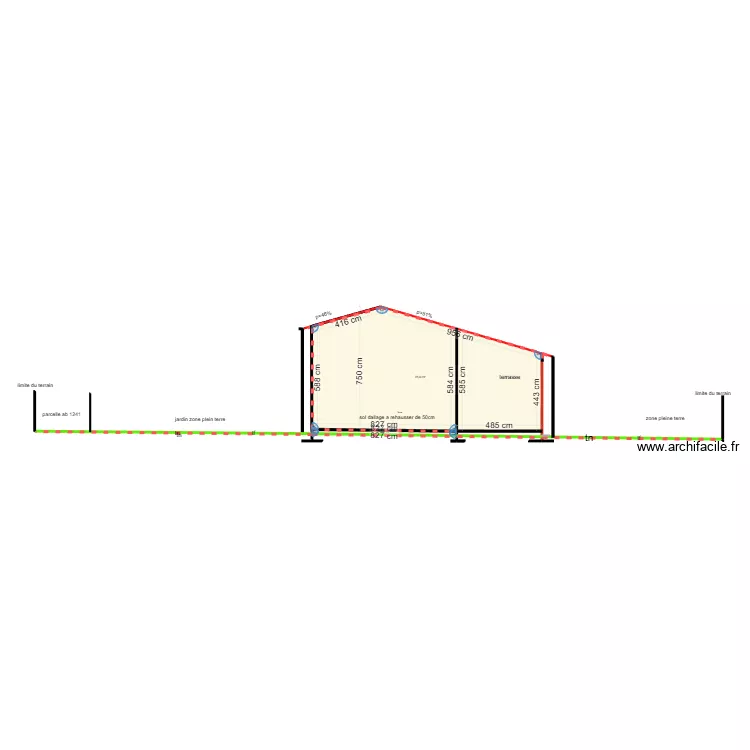 plan de coupe du terrain tn tf 2. Plan de 2  et 80 m²