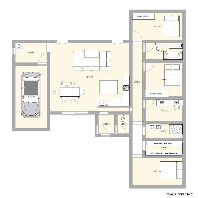 maison. Plan de 13 pièces et 126 m2