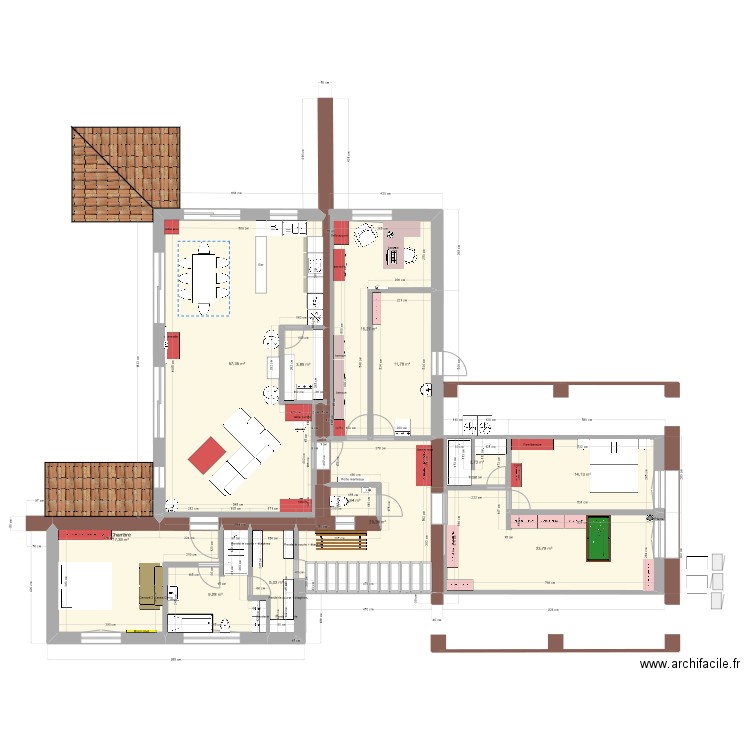 Projet 2 ter. Plan de 12 pièces et 185 m2