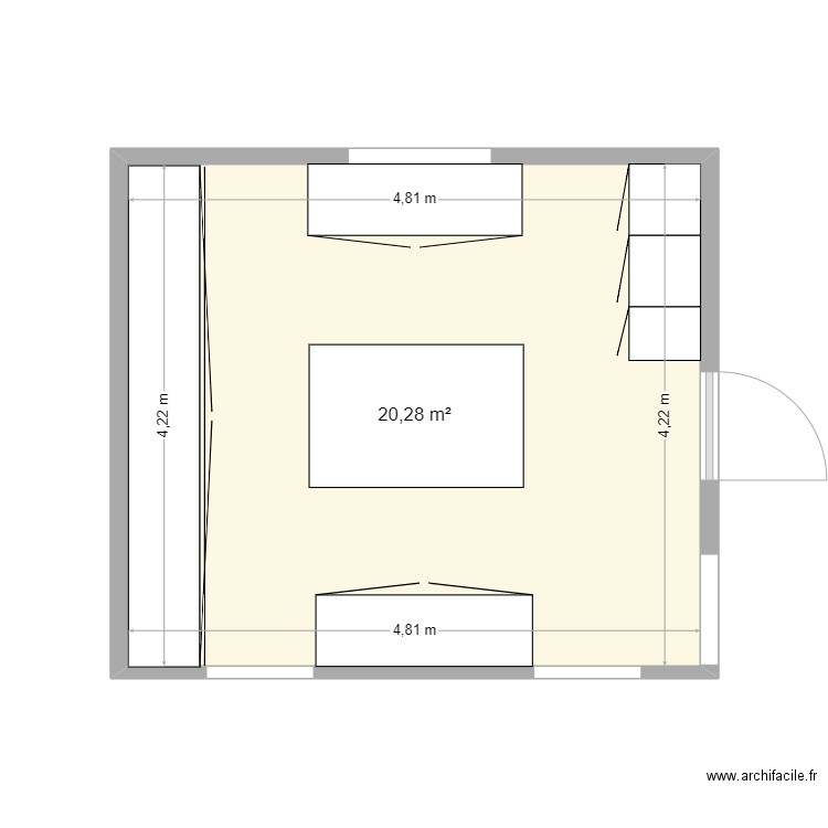 essai cuisine GP 1. Plan de 1 pièce et 20 m2