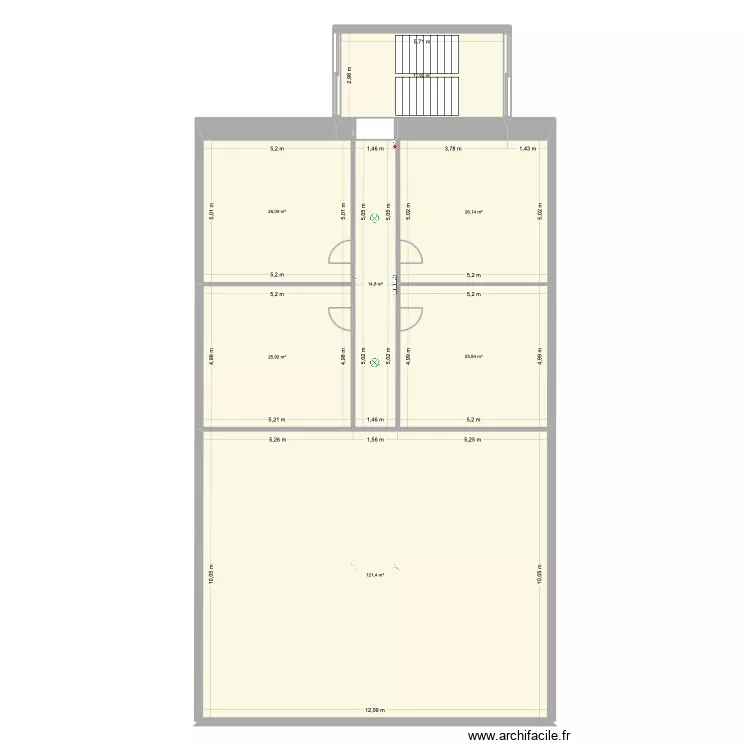 Commun 2ème ETAGE GAUCHE. Plan de 7 et 257 m² Commun 2ème ETAGE GAUCHE. Plan de 7 et 257 m²