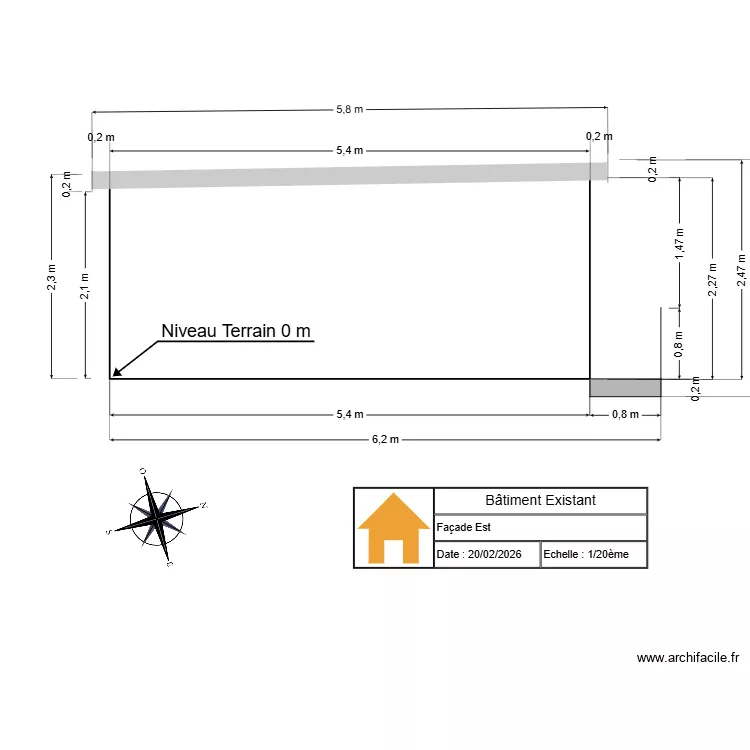 Bâtiment Existant Façade Est. Plan de Bâtiment Existant Façade Est. Plan de